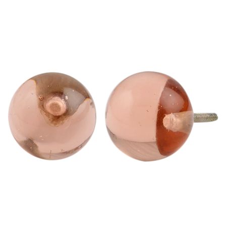 Peach Pink Round Glass Drawer Knob Online